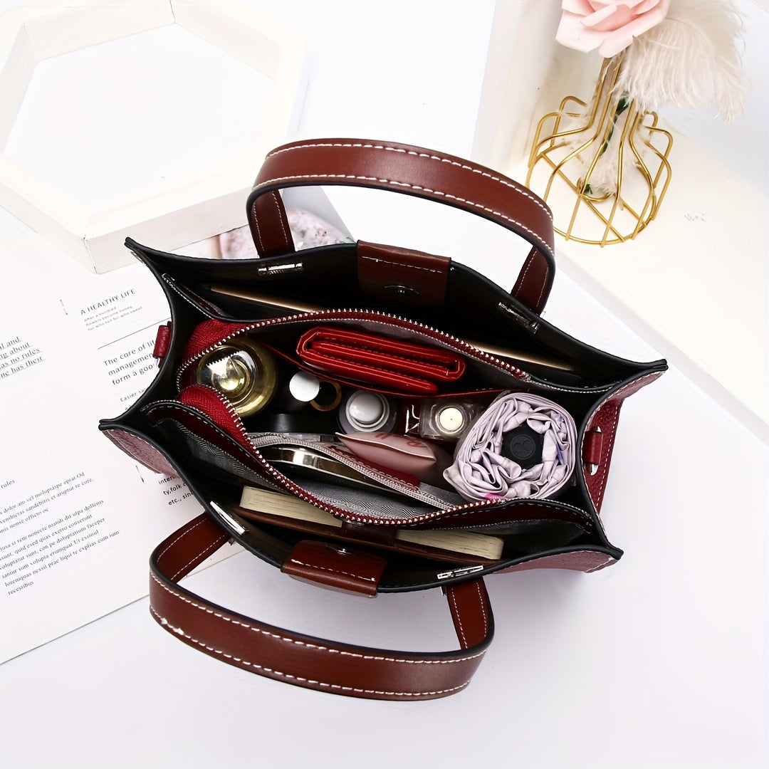 Burgundy Leather Crossbody Bag Detachable Strap Zipper Closure