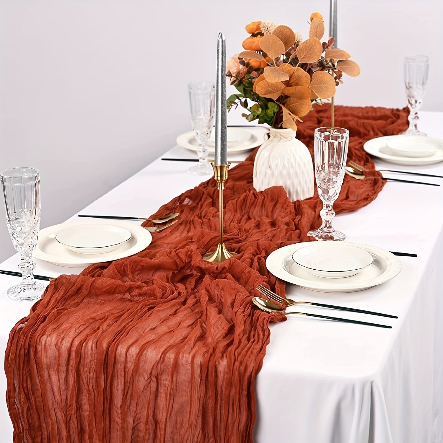Boho Cheesecloth Table Runner for Wedding Reception Bridal Shower