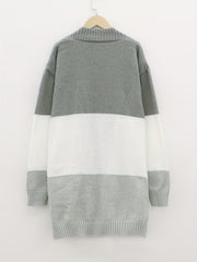 Colorblock Button Up Long Sleeve Sweater Cardigan