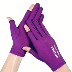 2 Finger Satin Gloves Spring Summer UV Protection Touch Screen Driving Gloves