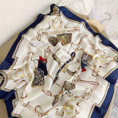 Vintage Silk Square Scarf Neckerchief Hair Accessories