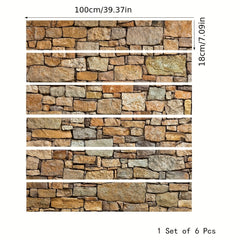 6pcs Brick Stairs Stickers 3D Stone Art Decorative Decals