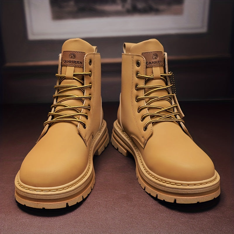 Men's Vintage High Top Lace Up Boots With Zipper