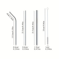 3pcs Reusable Stainless Steel Straw Spoons With Brush