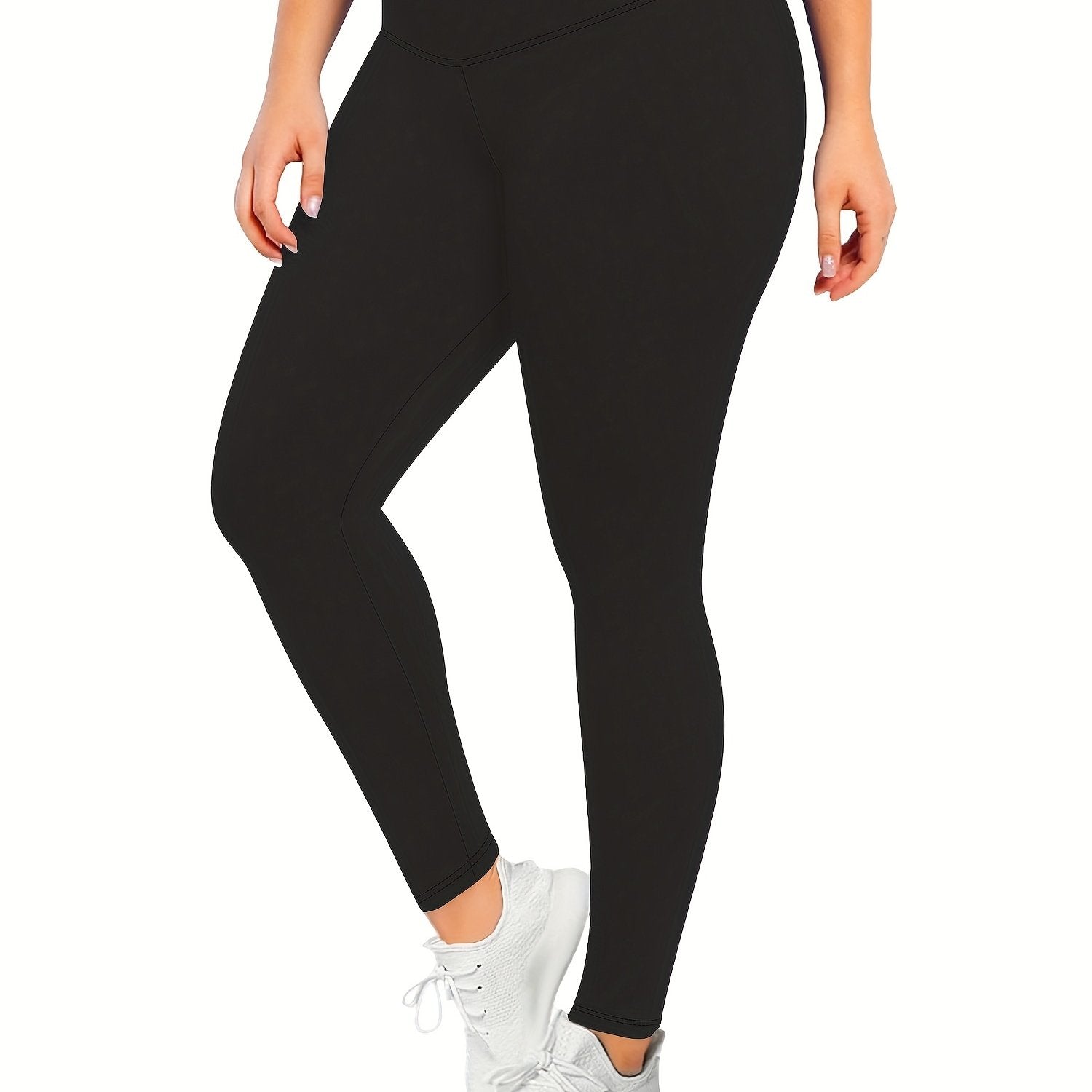 Casual Leggings Women's Plus Solid High Rise Stretchy Skinny Yoga Legg
