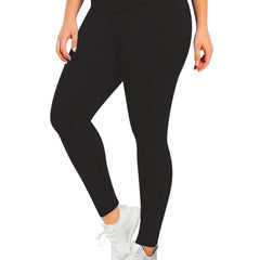 Casual Leggings Women's Plus Solid High Rise Stretchy Skinny Yoga Legg