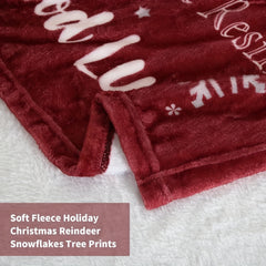 Christmas Snowflake Tree Print Throw Blanket Soft Warm Comfortable