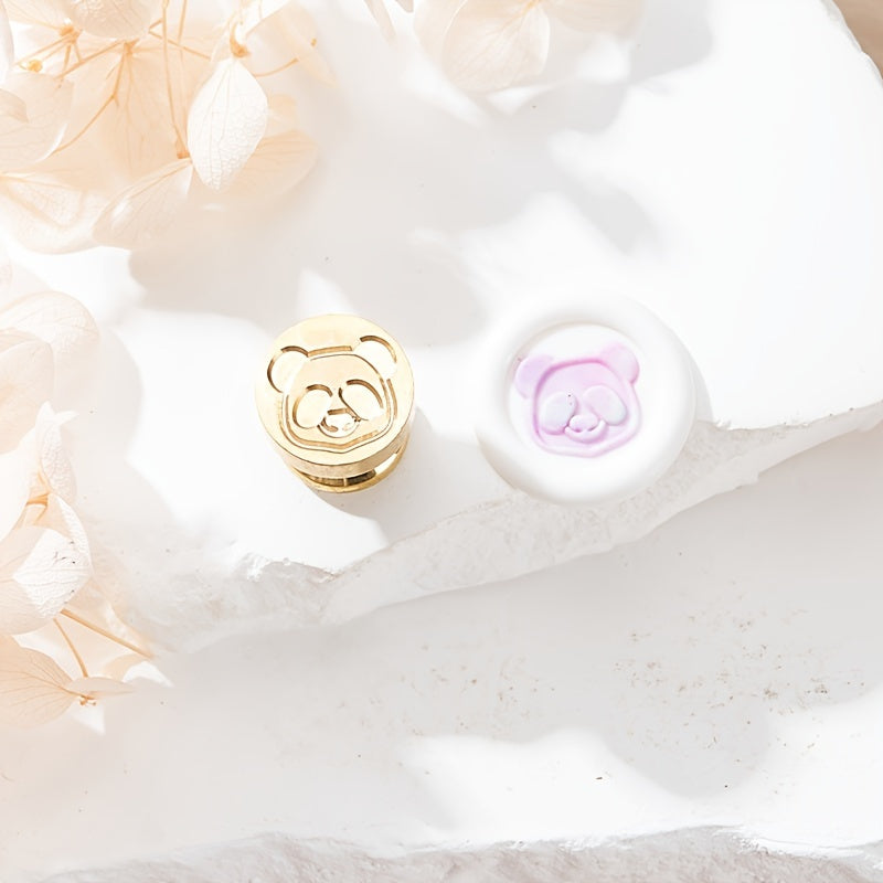 Brass Seal with Bear Pattern - Ideal for Gift Packaging & Invitations