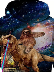 Funny Sloth And Dinosaur 3D Print Boys Hoodie