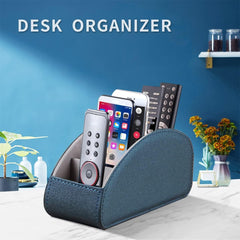 TV Remote Control Holder 5 Compartments PU Leather Remote Caddy Storage Box
