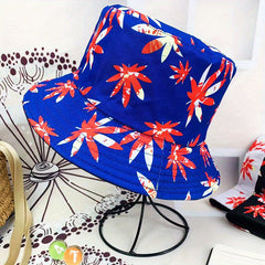 Maple Leaf Graffiti Foldable Bucket Hat Men Women Sun Outdoor Basin Hat