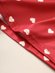 Heart Print Pajama Set Short Sleeve Top & Lounge Pants