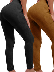 2pcs Butt Lifting Yoga Leggings With Pocket High Stretch Running Sports Tight