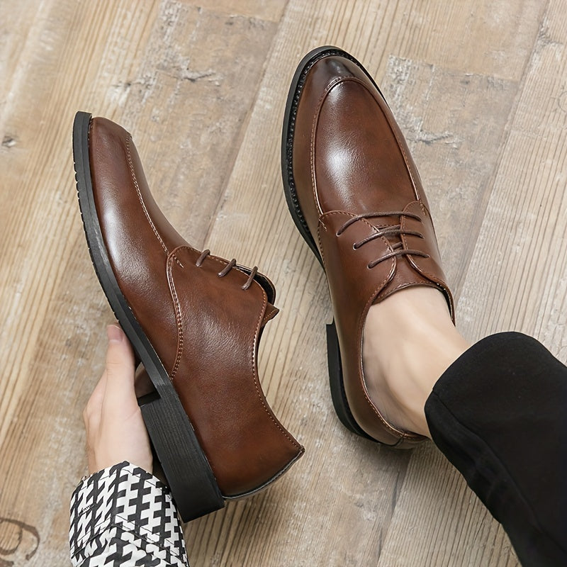 Men's Round Toe Lace Up Derby Shoes Wear resistant Non Slip Formal Shoes