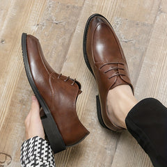 Men's Round Toe Lace Up Derby Shoes Wear resistant Non Slip Formal Shoes
