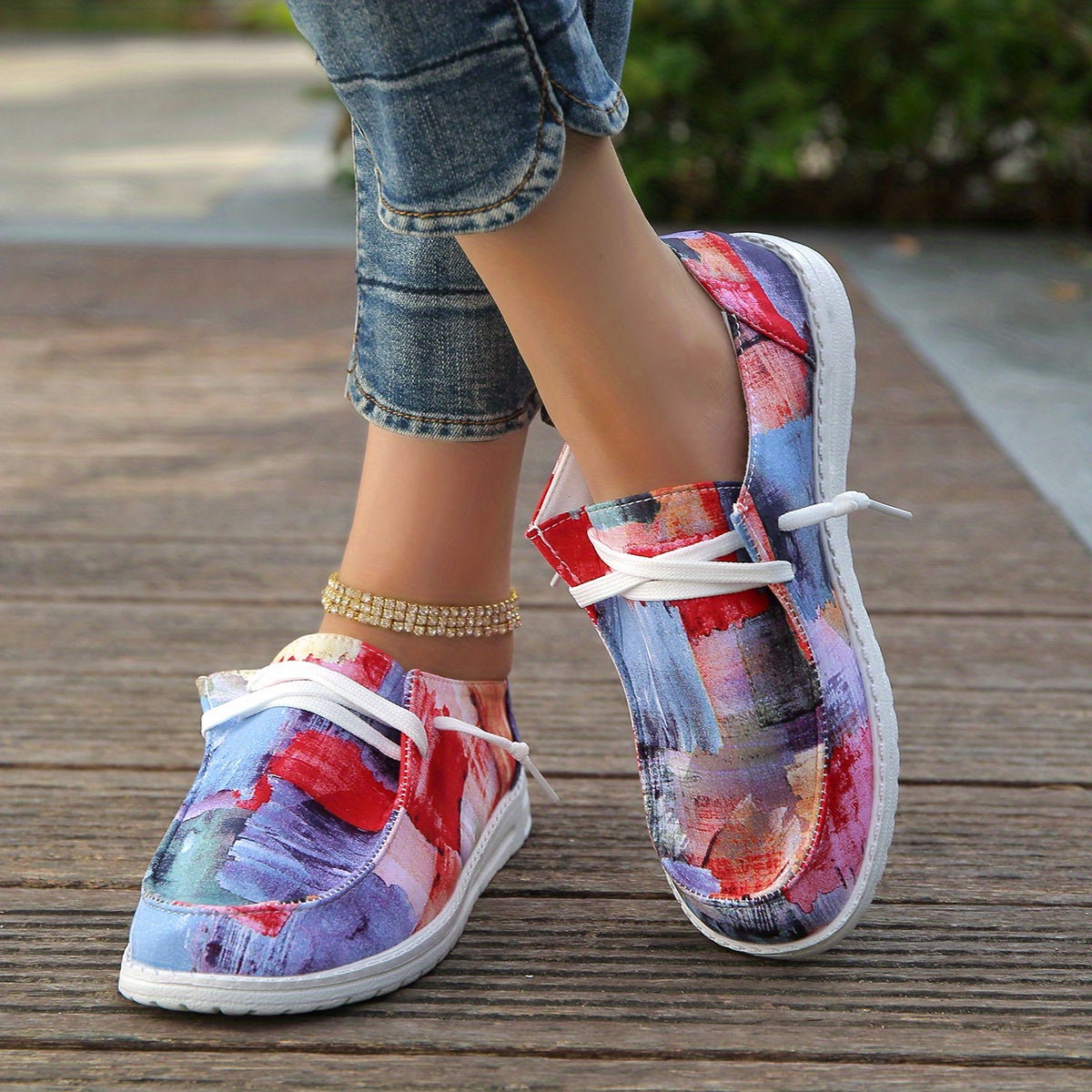Women's Canvas Lace Up Outdoor Shoes Lightweight Walking Shoes