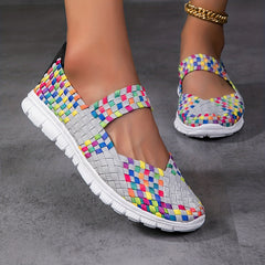 Women's Braided Flat Sneakers Ankle Strap Slip On Shoes Lightweight
