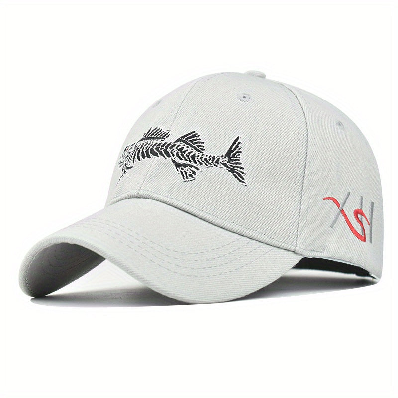 Fish Embroidery Peaked Cap Outdoor Fishing Baseball Cap For Men And Women