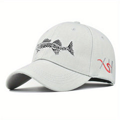 Fish Embroidery Peaked Cap Outdoor Fishing Baseball Cap For Men And Women