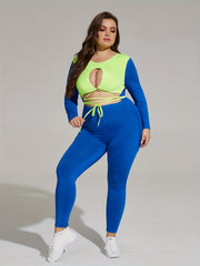 Colorblock Cut Out Crop Top & Leggings Set