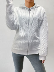 Solid Zip Up Hoodie Casual Long Sleeve Drawstring Hoodies