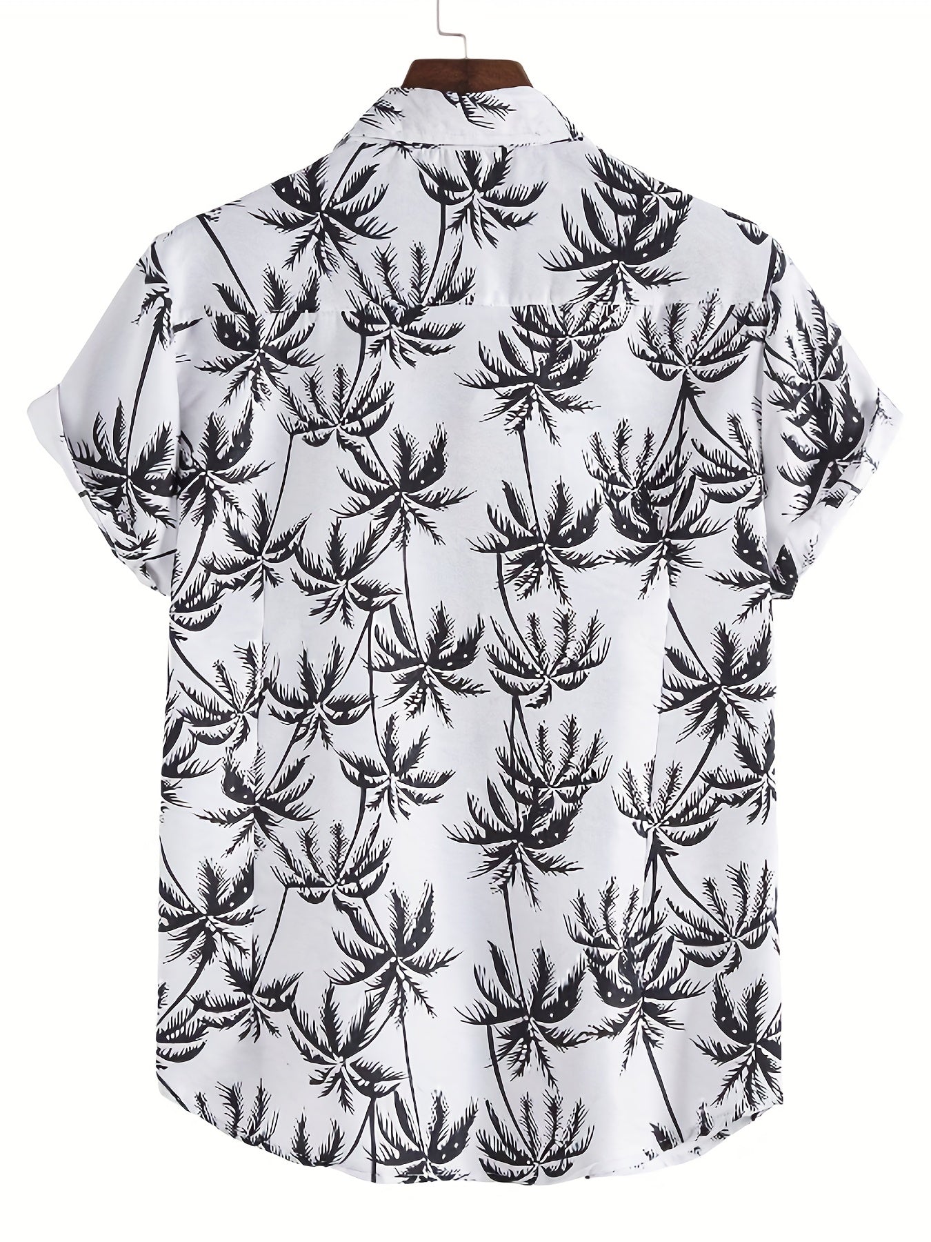 Coconut Tree Print Hawaiian Shirt Men's Casual Short Sleeve Vacation Resort Top