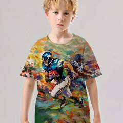 Boys' Colorful Football Player 3D Print T-Shirt