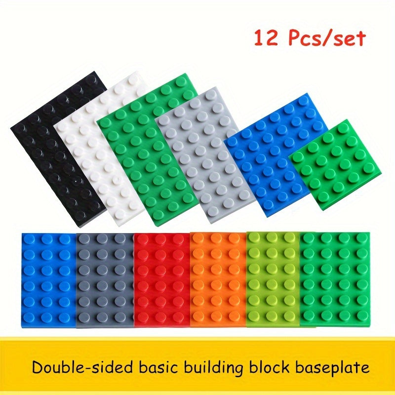12 Pc Building Blocks Puzzle Toys w/ Base Plate for Construction