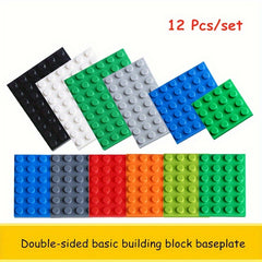 12 Pc Building Blocks Puzzle Toys w/ Base Plate for Construction