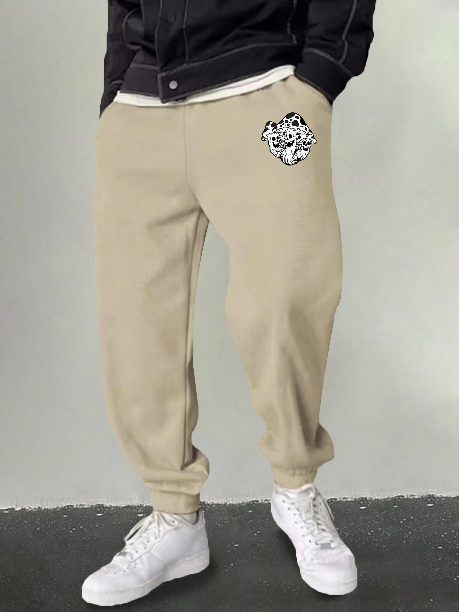 Men's Mushroom Skull Graphic Sweatpants Drawstring Joggers
