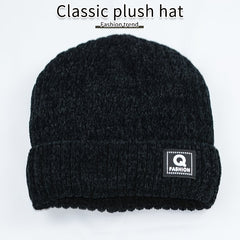 Chenille Letter Beanie Winter Knitted Hat Ear Protection Warm Beanies
