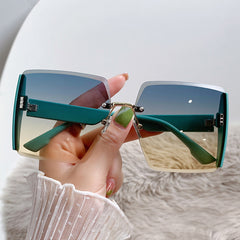 Women Gradient Square Sunglasses Oversized Beach Sunscreen Glasses