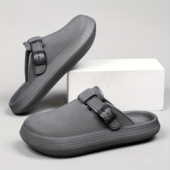 Women's Solid Indoor Slides Slip On Round Toe Platform Shoes
