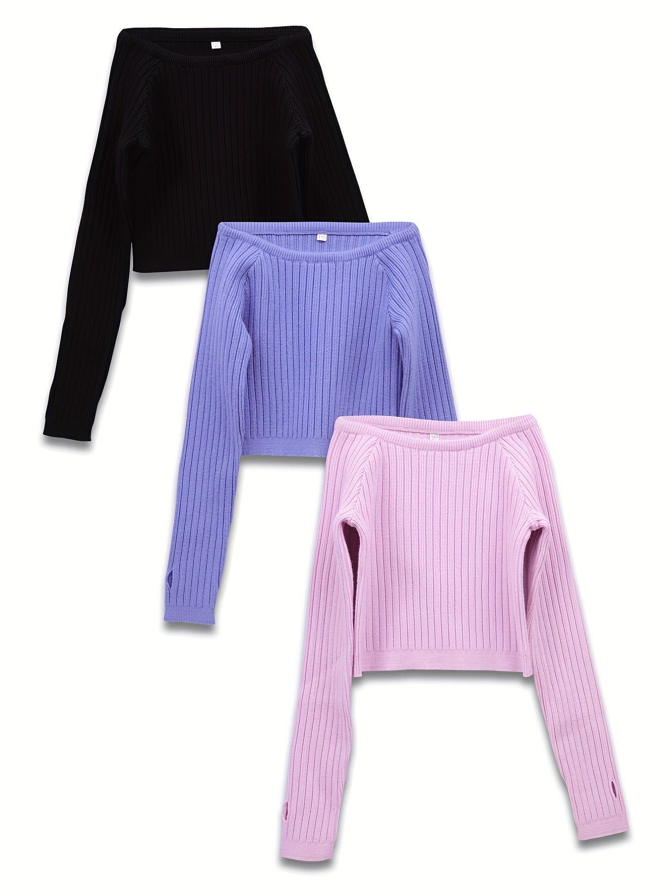 Girls' Long Sleeve Knitted Ballet Dance Top Sweater Pullover Shirt