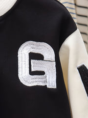 2pcs Girls Baseball Jacket and Pleated Skirt Set for Spring and Fall