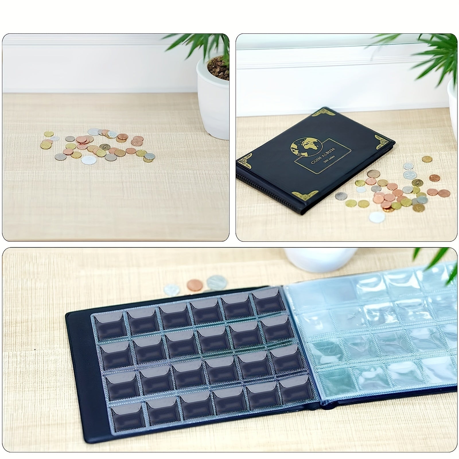 Coin Collection Holder Book 300 Pockets Storage Case Album 20-38mm Coins
