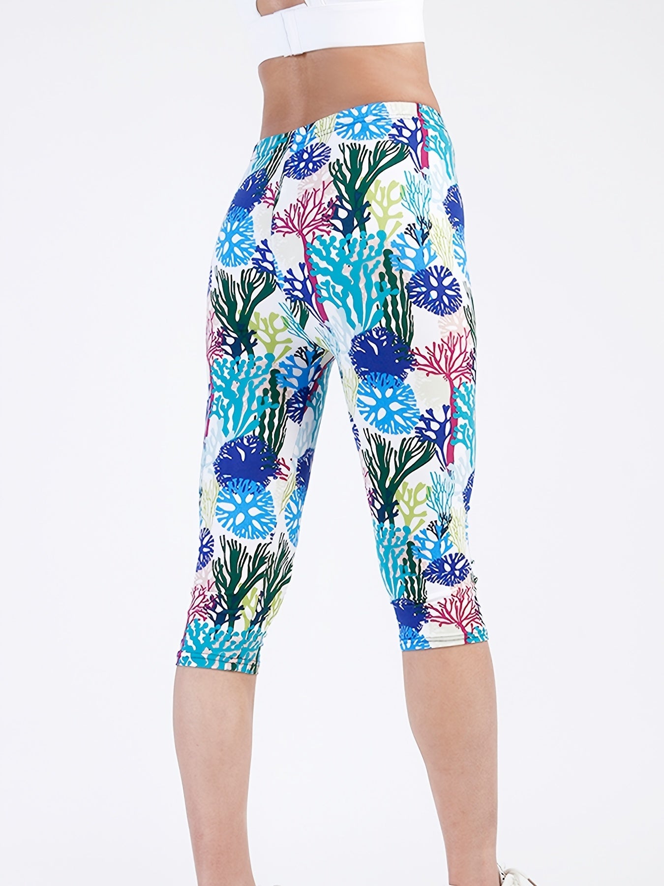 Floral Print Skinny Leggings High Waist Yoga Leggings
