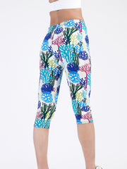 Floral Print Skinny Leggings High Waist Yoga Leggings
