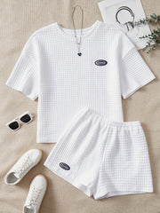 Short Sleeve Top & Shorts Lounge Set Women's Loungewear