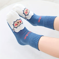 5 Pairs Kids Cartoon Animal Pattern Socks, Breathable Crew Socks for All Seasons