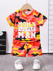 2pcs 'Mama's Little Man' Camo T-shirt & Shorts Set for Baby Boys