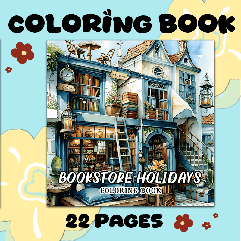 Deluxe Edition Adult Coloring Book Unique Bookshelf & Cozy for Family Friends