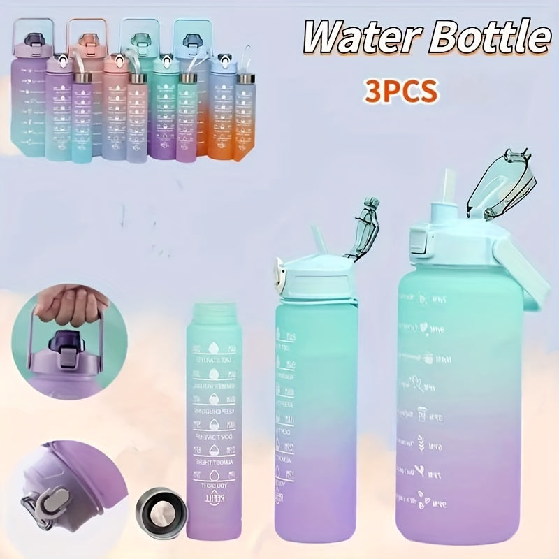 3pcs Portable Plastic Water Bottle Large Capacity Sport Bottle Outdoor