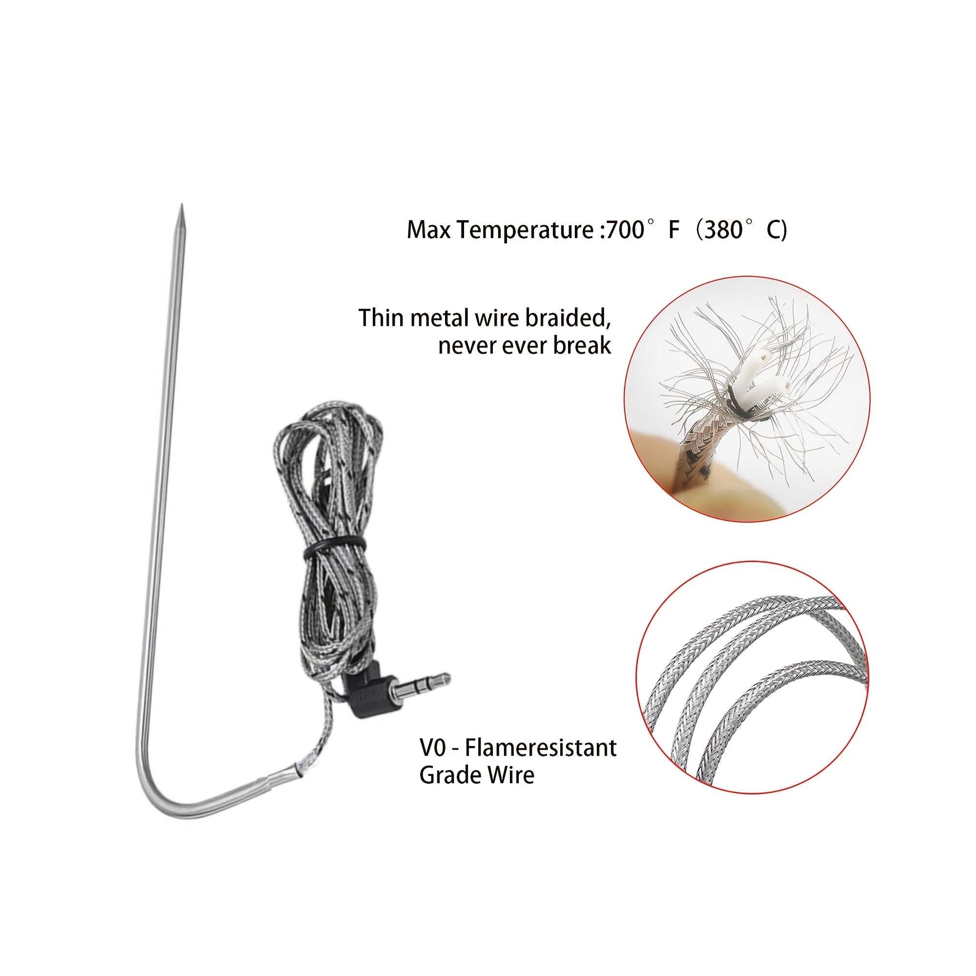 2pcs Waterproof Meat Probes for Traeger & Pit BBQ Grills