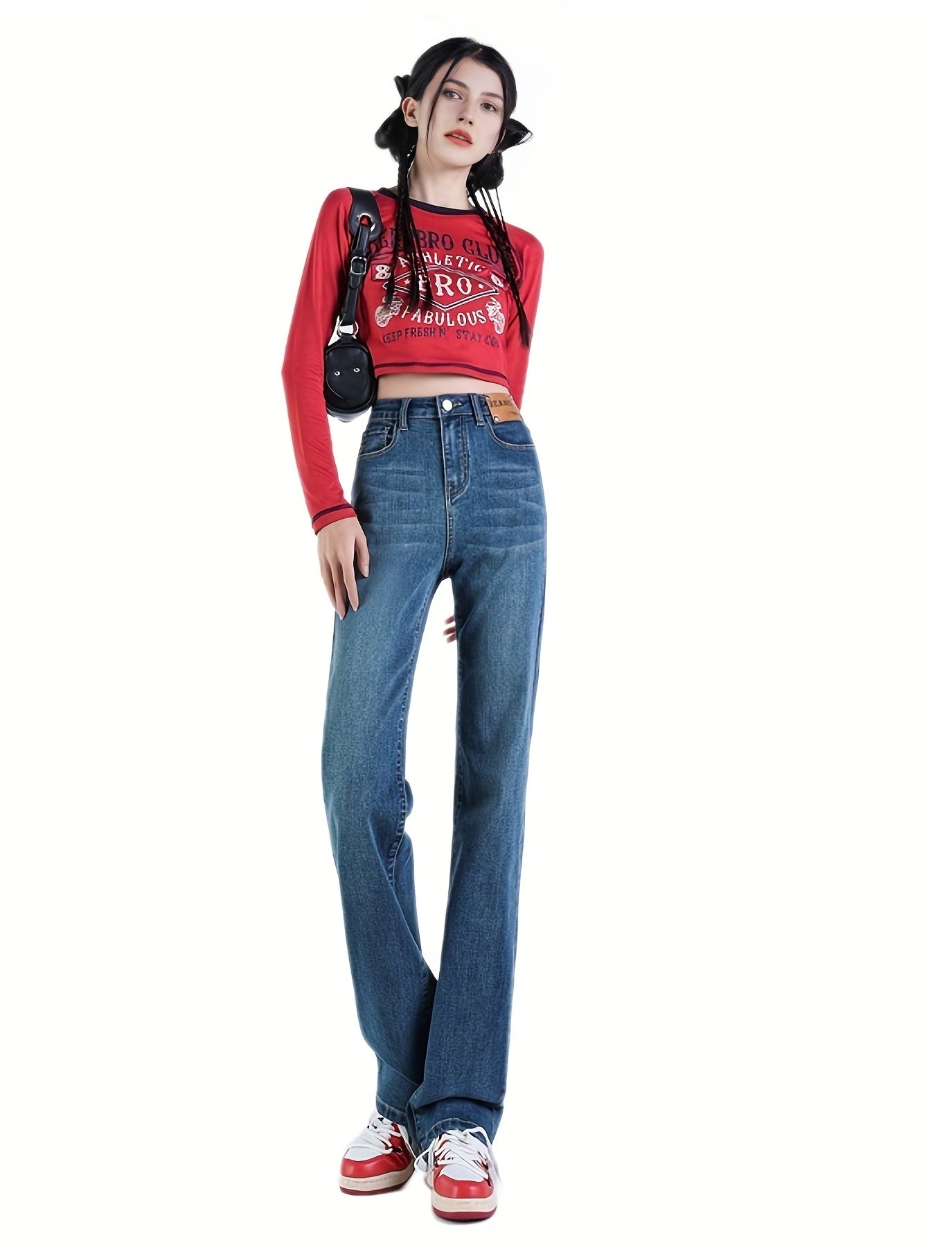 Casual High Waist Wide Leg Jeans