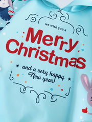 Girls Santa & Reindeer Graphic Hoodies Comfy Pullover Tops Christmas Gift