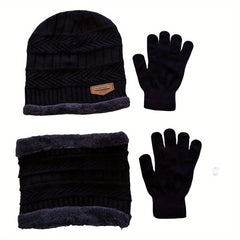 Winter Hat Scarf Gloves Set Men Women Thermal Knitted Beanie