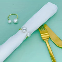 12pcs Pearl Metal Napkin Rings Hollow Christmas Decoration