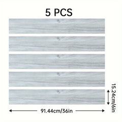 5pcs Wood PVC Floor Tile Peel And Stick Natural Grey Wood Grain Look