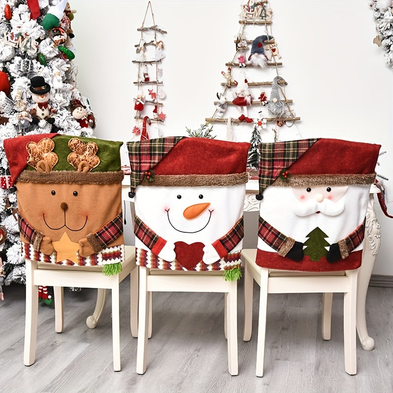 Christmas Chair Cover Stool Cover Santa Claus Snowman Elk Plush Fabric